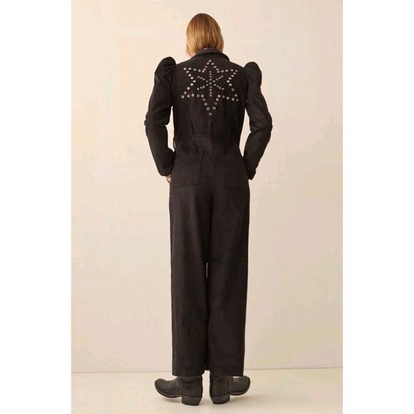 NWT Alix Of Bohemia Minnie Onyx Corduroy Jumpsuit Cowgirl Studded Sz M - Picture 1 of 16